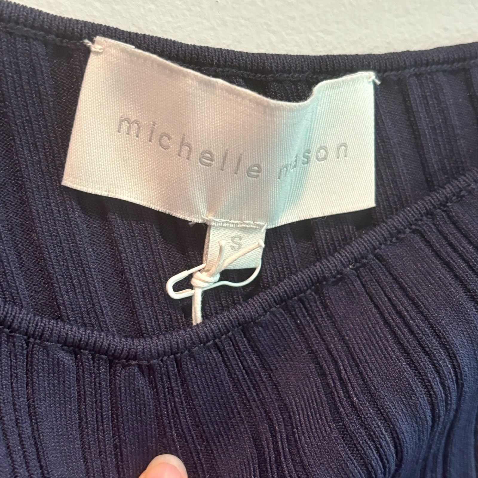 Michelle Mason Nwt Navy Ribbed Bodycon Midi Dress - Size Small — image 3 of 8